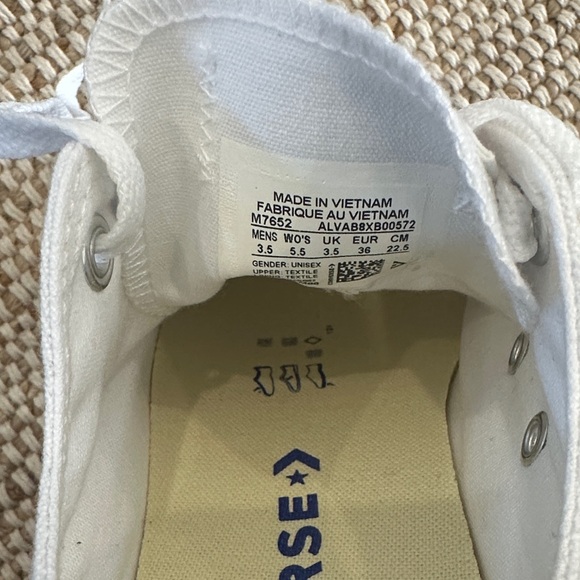 Converse Chuck Taylor White Canvas Sneakers with Red and Blue Accents - Picture 6 of 6